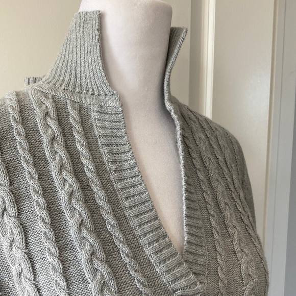 Talbots 1X Gray V-Neck Cable Knit Sweater NWT - Picture 3 of 11